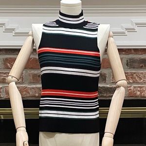 Say What? Striped Sleeveless Turtleneck Sweater - size XL